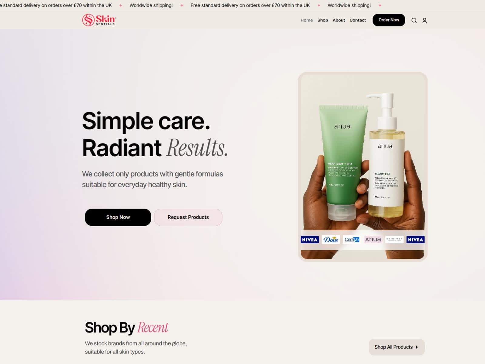 skinsentials.uk homepage screenshot