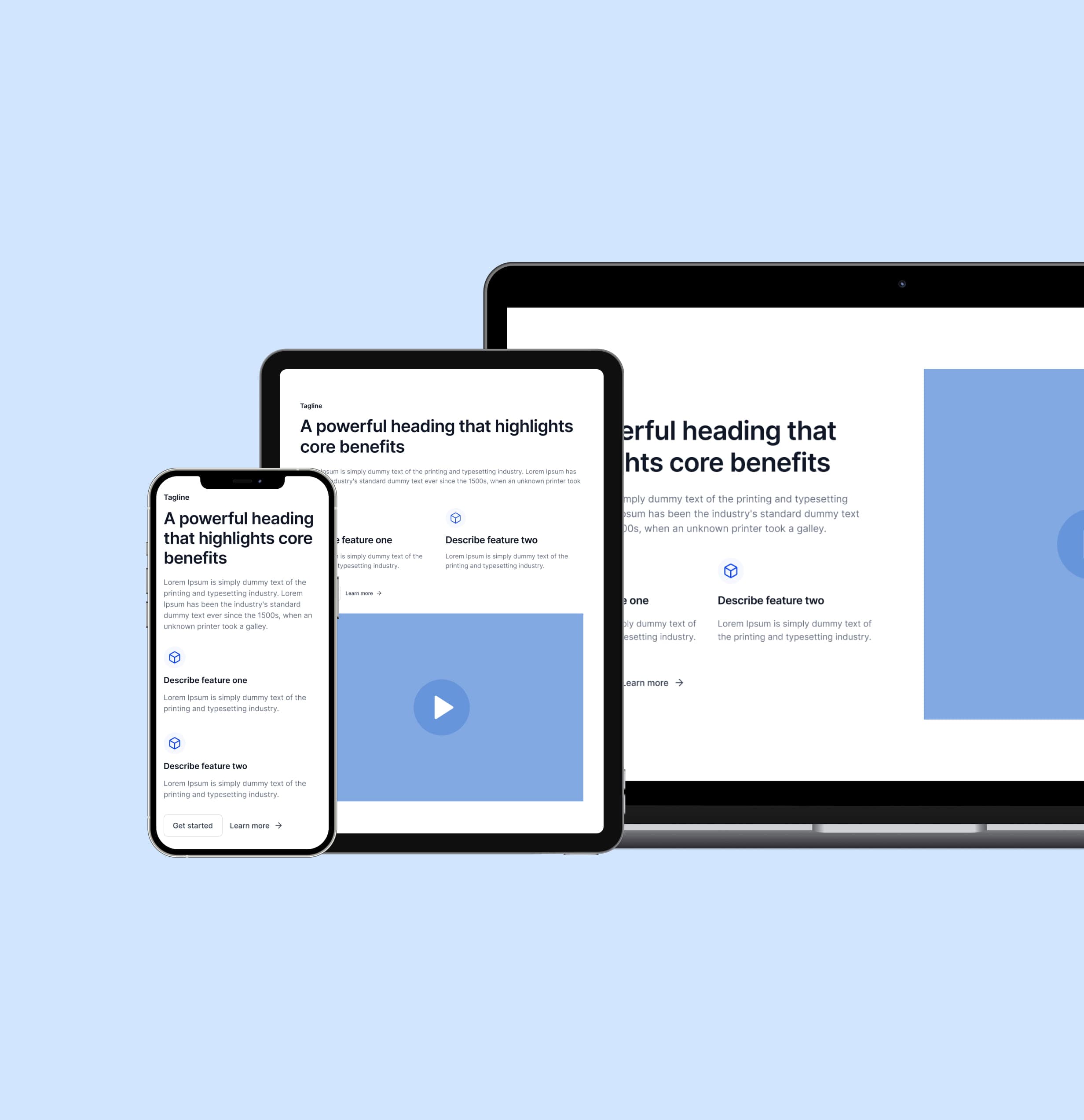 Responsive layout preview across desktop, tablet, and mobile screens